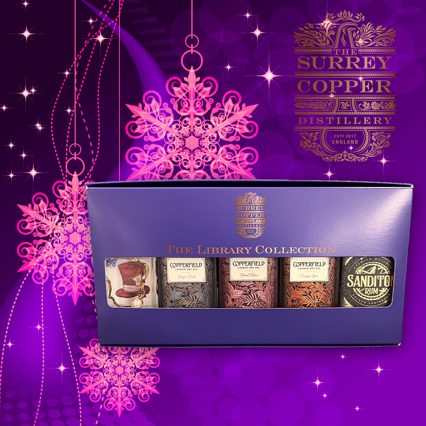 The Surrey Copper Library Mini Gift Pack - Five 5cl Bottles - Image 2